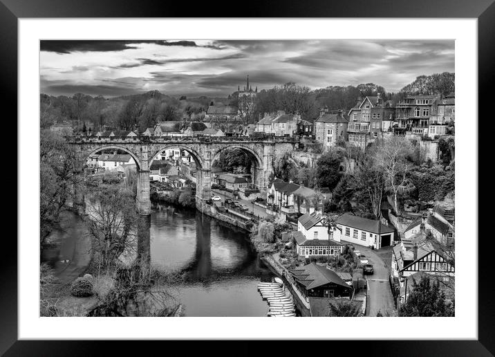Knaresborough Waterfront Black and White Framed Mounted Print by Tim Hill