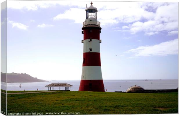 Plymouth Hoe with Smeaton's Lighthouse. Canvas Print by john hill