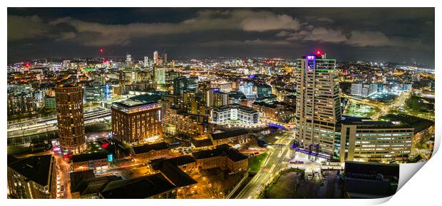 Leeds City At Night Print by Apollo Aerial Photography