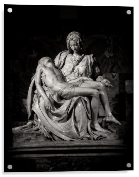 Jesus And Mary Pieta Sculpture By Michelangelo Acrylic by Artur Bogacki