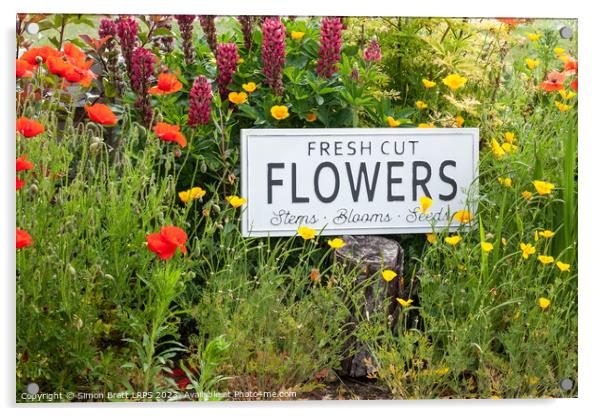 Garden flowers with fresh cut flower sign 0771 Acrylic by Simon Bratt LRPS