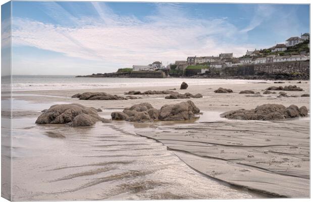 Coverack Cornwall , Cornish beach,low tide Canvas Print by kathy white