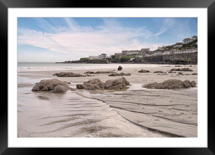 Coverack Cornwall , Cornish beach,low tide Framed Mounted Print by kathy white