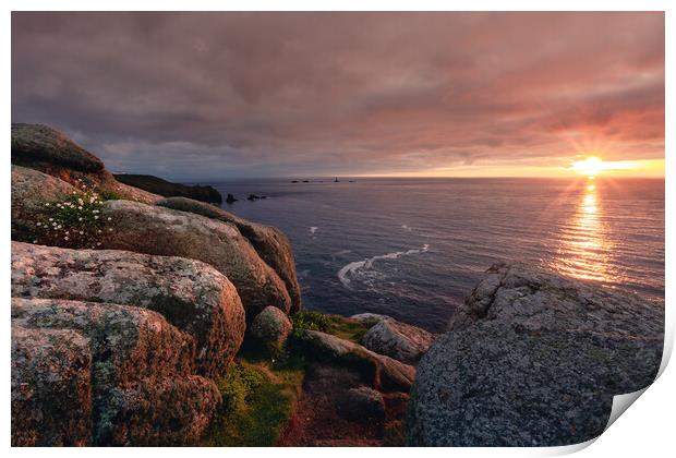 Majestic Sunset over the Cornish Landscape Print by Matthew Grey