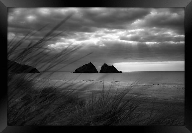 Majestic Black and White Coastal View Framed Print by Matthew Grey