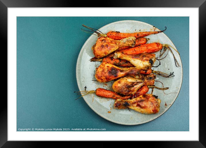 Grilled chicken legs and vegetables Framed Mounted Print by Mykola Lunov Mykola