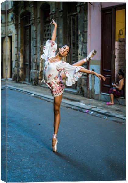 Ballerina on the Street in Havana Canvas Print by Chris Lord