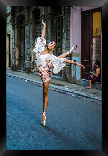 Ballerina on the Street in Havana Framed Print by Chris Lord