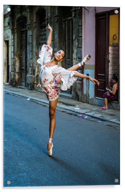 Ballerina on the Street in Havana Acrylic by Chris Lord