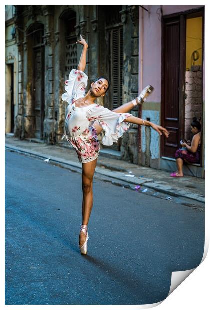 Ballerina on the Street in Havana Print by Chris Lord