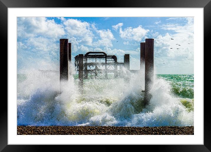 Big Splash By The West Pier Framed Mounted Print by Chris Lord