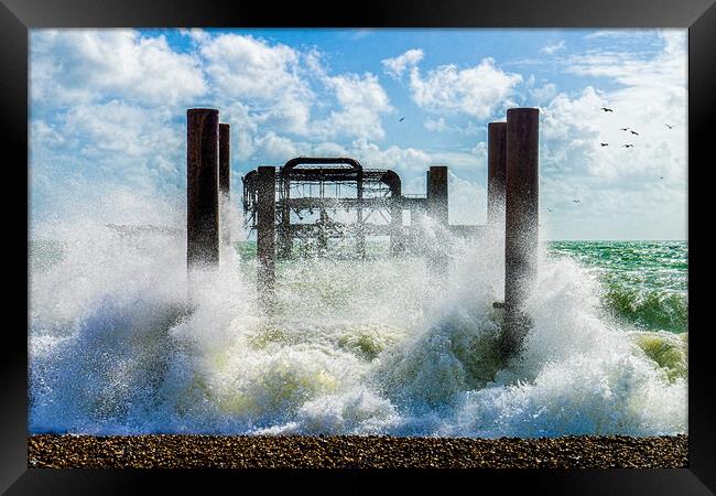 Big Splash By The West Pier Framed Print by Chris Lord