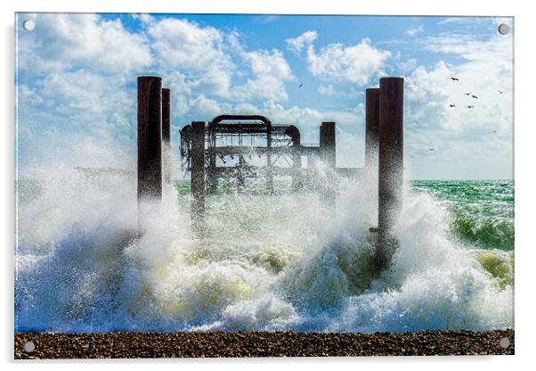 Big Splash By The West Pier Acrylic by Chris Lord