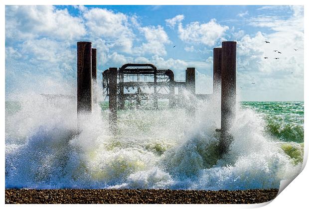 Big Splash By The West Pier Print by Chris Lord