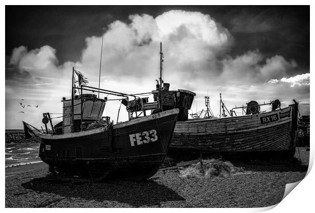 Fishing Boats On Hastings Beach Print by Chris Lord