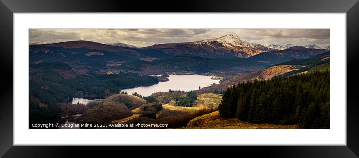 Loch Ard and Ben Lomond Panorama Framed Mounted Print by Douglas Milne