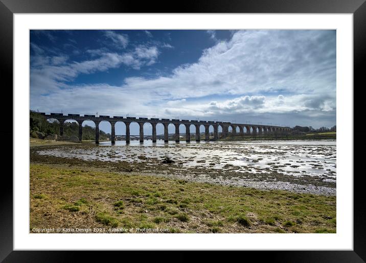 Train crossing the iconic Royal Border Bridge Framed Mounted Print by Kasia Design