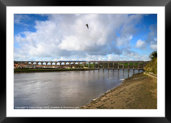 Trains Crossing, Berwick-upon-Tweed Framed Mounted Print by Kasia Design