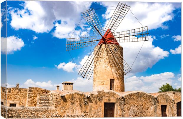 View of old rustic traditional windmill Canvas Print by Alex Winter