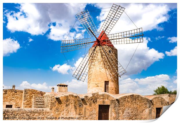 View of old rustic traditional windmill Print by Alex Winter
