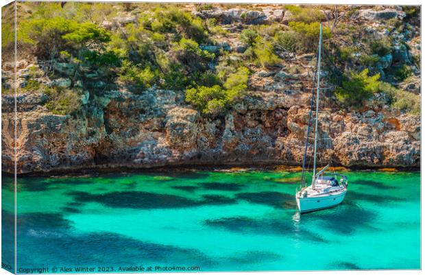 Beautiful bay with boat  Canvas Print by Alex Winter