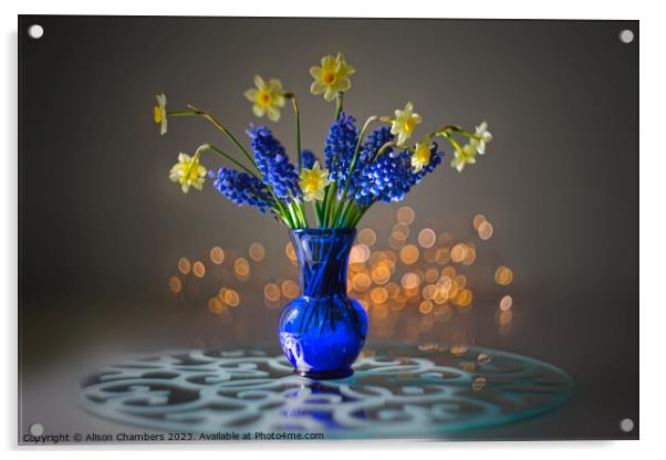 Still Life Daffodils  Acrylic by Alison Chambers