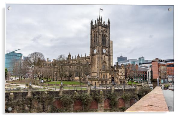 Manchester Cathedral on the River Irwell Acrylic by Jason Wells