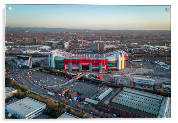 Old Trafford Sunset Acrylic by Apollo Aerial Photography