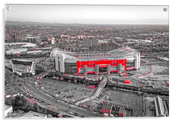 Old Trafford Selective Red Acrylic by Apollo Aerial Photography