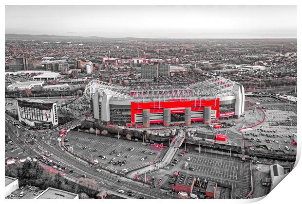Old Trafford Selective Red Print by Apollo Aerial Photography