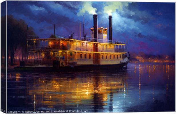 Midnight Journey on the Mississippi Canvas Print by Robert Deering