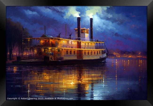 Midnight Journey on the Mississippi Framed Print by Robert Deering