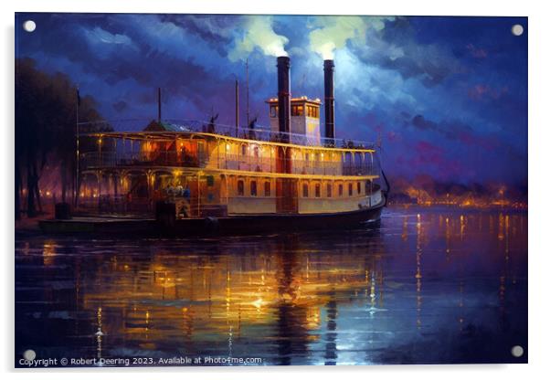 Midnight Journey on the Mississippi Acrylic by Robert Deering