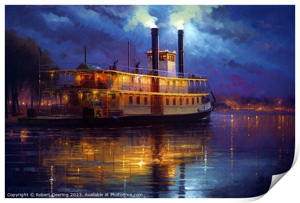 Midnight Journey on the Mississippi Print by Robert Deering