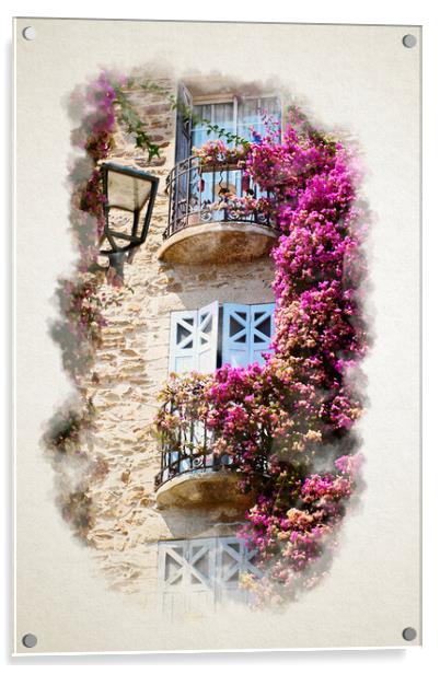 Watercolor of a Burst of Colored flowers in Bormes Les Mimosas Acrylic by youri Mahieu