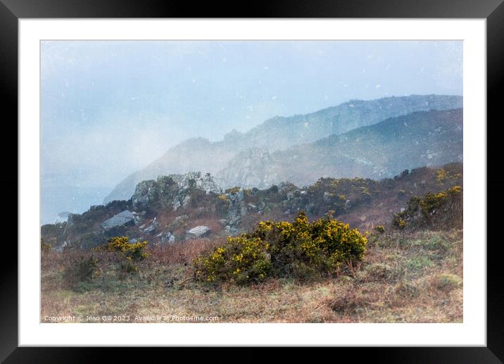 Cornish Cliff Landscape Framed Mounted Print by Jean Gill