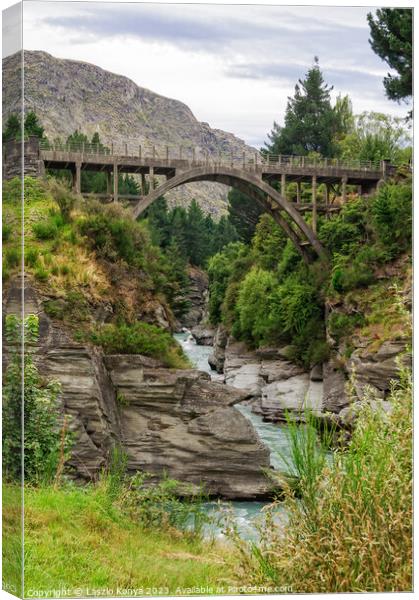 Edith Cavell Bridge - Queenstown Canvas Print by Laszlo Konya