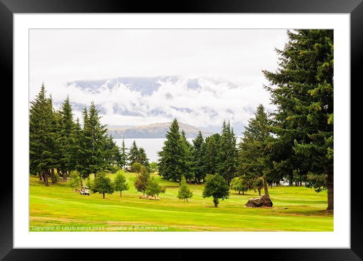 Kevin Heights golf course - Queenstown Framed Mounted Print by Laszlo Konya