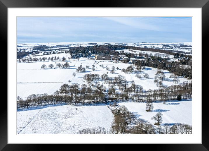 Wentworth Castle In The Snow Framed Mounted Print by Apollo Aerial Photography