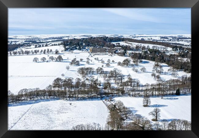 Wentworth Castle In The Snow Framed Print by Apollo Aerial Photography