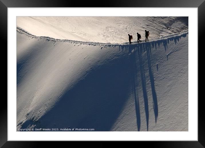 Climbers on the ridge Framed Mounted Print by Geoff Weeks