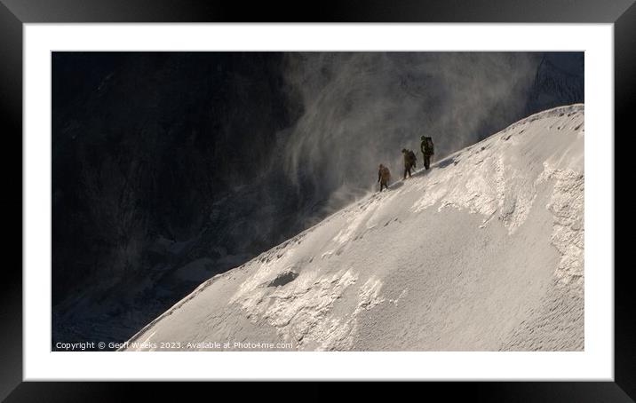 Climbers on the arête Framed Mounted Print by Geoff Weeks