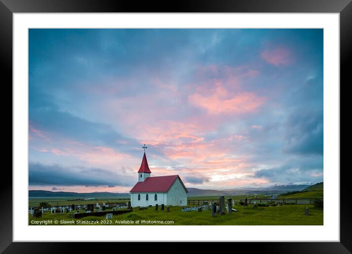 Reyniskirkja Church, Iceland Framed Mounted Print by Slawek Staszczuk