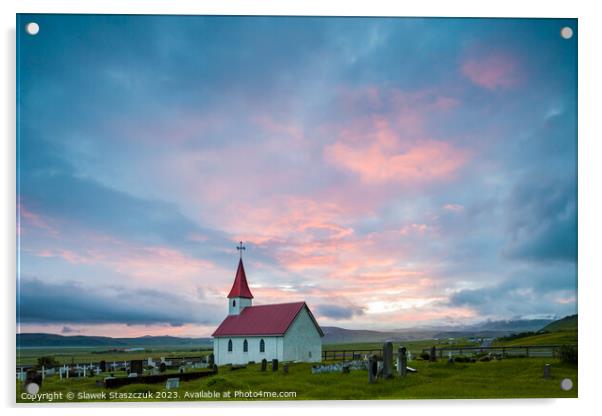 Reyniskirkja Church, Iceland Acrylic by Slawek Staszczuk