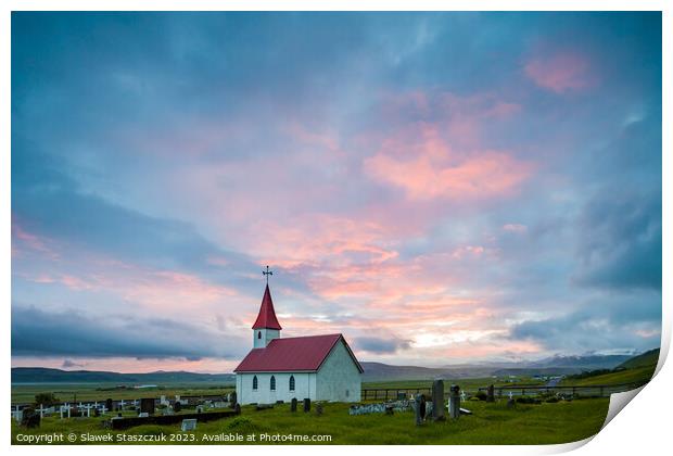 Reyniskirkja Church, Iceland Print by Slawek Staszczuk