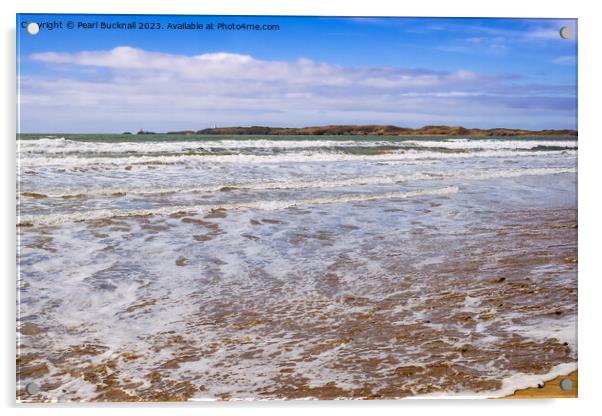 Llanddwyn from Newborough Beach Anglesey Seascape Acrylic by Pearl Bucknall