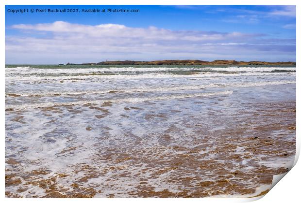 Llanddwyn from Newborough Beach Anglesey Seascape Print by Pearl Bucknall