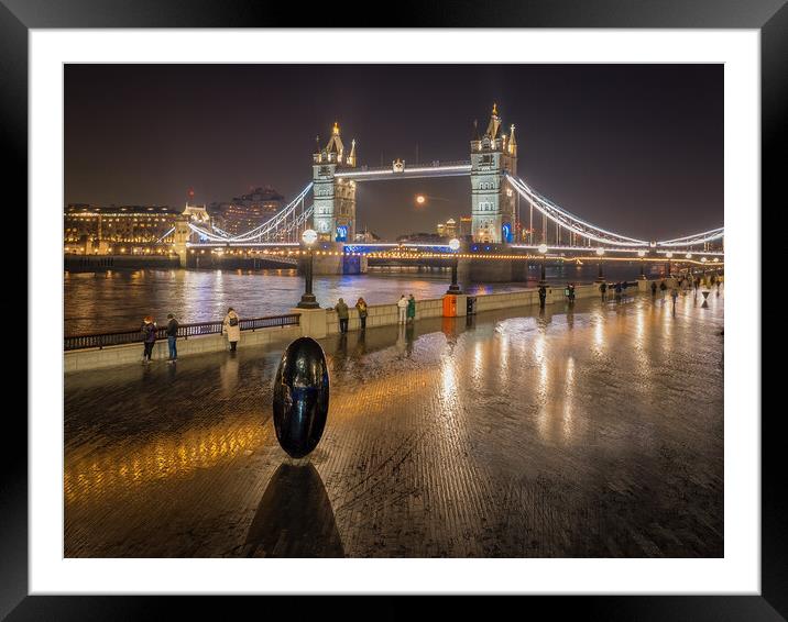 Tower Bridge at night Framed Mounted Print by David Hall