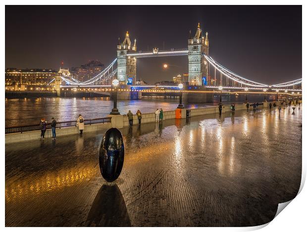 Tower Bridge at night Print by David Hall