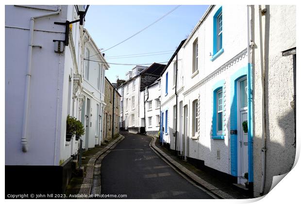 Fore street in Fowey Cornwall Print by john hill